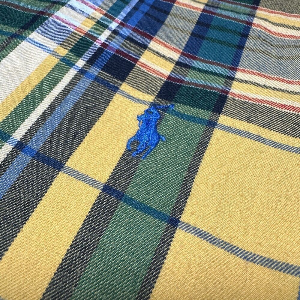 Ralph Lauren Plaid Flannel Shirt Classic Fit Yellow Green L - Picture 3 of 9